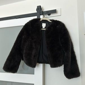 H&M faux fur jacket XS
